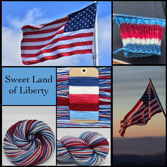Sweet Land of Liberty Self Striping Sock Yarn Dye to Order