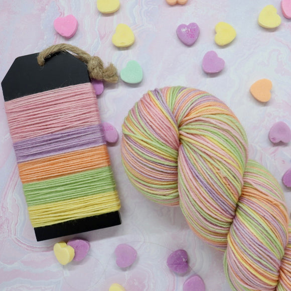 Dye to Order Conversation Hearts Self Striping Dyed to Order