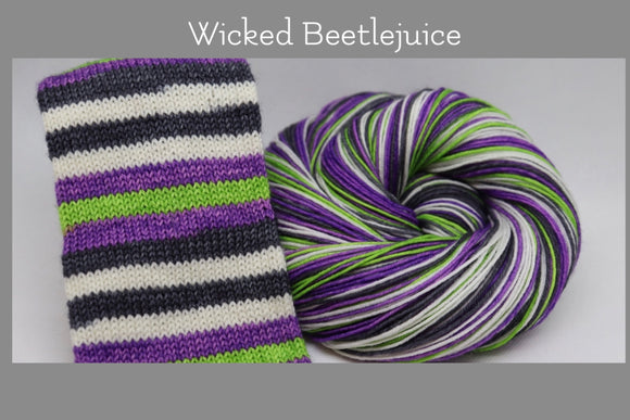 Dyed to Order Wicked Beetle Juice Self Striping Sock Yarn